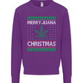 Merry Juana Christmas Funny Weed Cannabis Mens Sweatshirt Jumper Purple