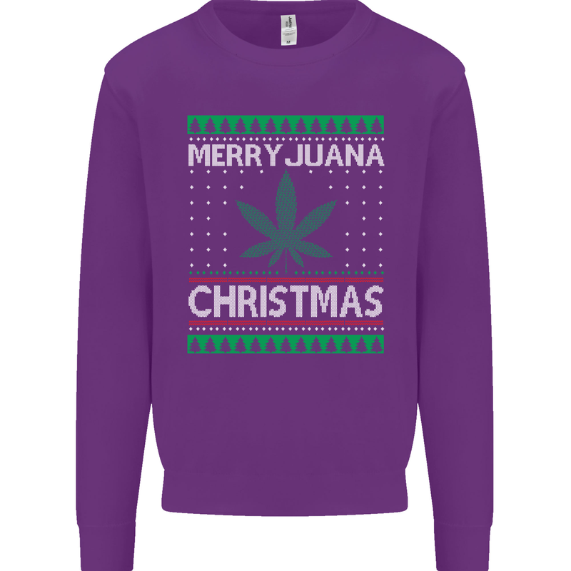 Merry Juana Christmas Funny Weed Cannabis Mens Sweatshirt Jumper Purple