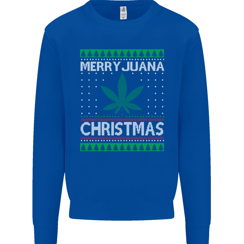 Merry Juana Christmas Funny Weed Cannabis Mens Sweatshirt Jumper Royal Blue