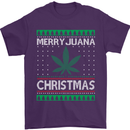 Merry Juana Christmas Funny Weed Cannabis Mens T-Shirt Cotton Gildan Purple