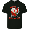 Merry Kiss My Ass Funny Christmas Mens Cotton T-Shirt Tee Top Black
