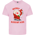 Merry Kiss My Ass Funny Christmas Mens Cotton T-Shirt Tee Top Light Pink