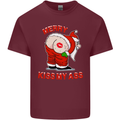 Merry Kiss My Ass Funny Christmas Mens Cotton T-Shirt Tee Top Maroon
