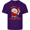 Merry Kiss My Ass Funny Christmas Mens Cotton T-Shirt Tee Top Purple
