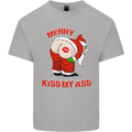 Merry Kiss My Ass Funny Christmas Mens Cotton T-Shirt Tee Top Sports Grey