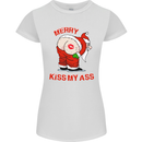 Merry Kiss My Ass Funny Christmas Rude Womens Petite Cut T-Shirt White