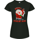 Merry Kiss My Ass Funny Christmas Womens Petite Cut T-Shirt Black