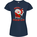 Merry Kiss My Ass Funny Christmas Womens Petite Cut T-Shirt Navy Blue