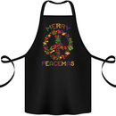 Merry Peacemas Christmas Peace Wreath Cotton Apron 100% Organic Black