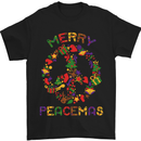 Merry Peacemas Christmas Peace Wreath Mens T-Shirt Cotton Gildan Black