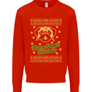Merry Puggin' Christmas Funny Pug Kids Sweatshirt Jumper Bright Red