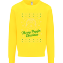 Merry Puggin' Christmas Funny Pug Kids Sweatshirt Jumper Yellow