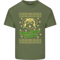 Merry Puggin' Christmas Funny Pug Mens Cotton T-Shirt Tee Top Military Green