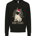 Merry Pugmas Funny Christmas Pug Kids Sweatshirt Jumper Black