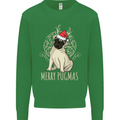 Merry Pugmas Funny Christmas Pug Kids Sweatshirt Jumper Irish Green