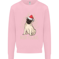 Merry Pugmas Funny Christmas Pug Kids Sweatshirt Jumper Light Pink