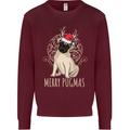 Merry Pugmas Funny Christmas Pug Kids Sweatshirt Jumper Maroon
