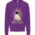 Merry Pugmas Funny Christmas Pug Kids Sweatshirt Jumper Purple