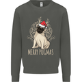 Merry Pugmas Funny Christmas Pug Kids Sweatshirt Jumper Storm Grey