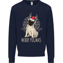 Merry Pugmas Funny Christmas Pug Mens Sweatshirt Jumper Navy Blue