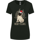 Merry Pugmas Funny Christmas Pug Womens Wider Cut T-Shirt Black