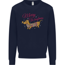 Merry Wiener Funny Christmas Dog Mens Sweatshirt Jumper Navy Blue