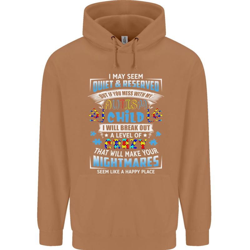 Mess With My Autism Child Autistic ASD Mens 80% Cotton Hoodie Caramel Latte
