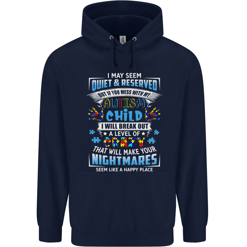 Mess With My Autism Child Autistic ASD Mens 80% Cotton Hoodie Navy Blue