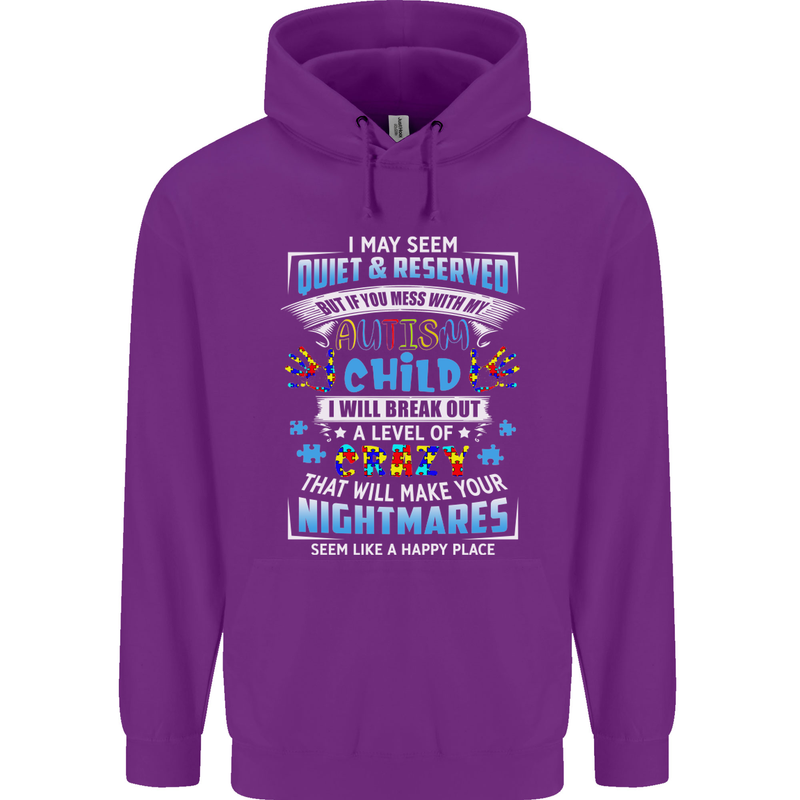 Mess With My Autism Child Autistic ASD Mens 80% Cotton Hoodie Purple