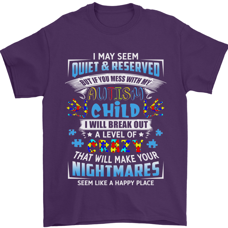 Mess With My Autism Child Autistic ASD Mens T-Shirt Cotton Gildan Purple