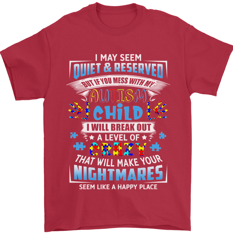 Mess With My Autism Child Autistic ASD Mens T-Shirt Cotton Gildan Red