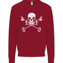 Metal Detector Skull Detecting Kids Sweatshirt Jumper Red