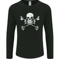 Metal Detector Skull Detecting Mens Long Sleeve T-Shirt Black
