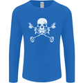 Metal Detector Skull Detecting Mens Long Sleeve T-Shirt Royal Blue