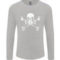 Metal Detector Skull Detecting Mens Long Sleeve T-Shirt Sports Grey