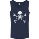 Metal Detector Skull Detecting Mens Vest Tank Top Navy Blue