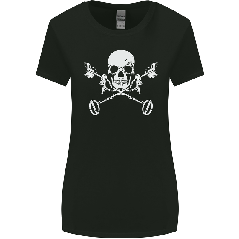 Metal Detector Skull Detecting Womens Wider Cut T-Shirt Black