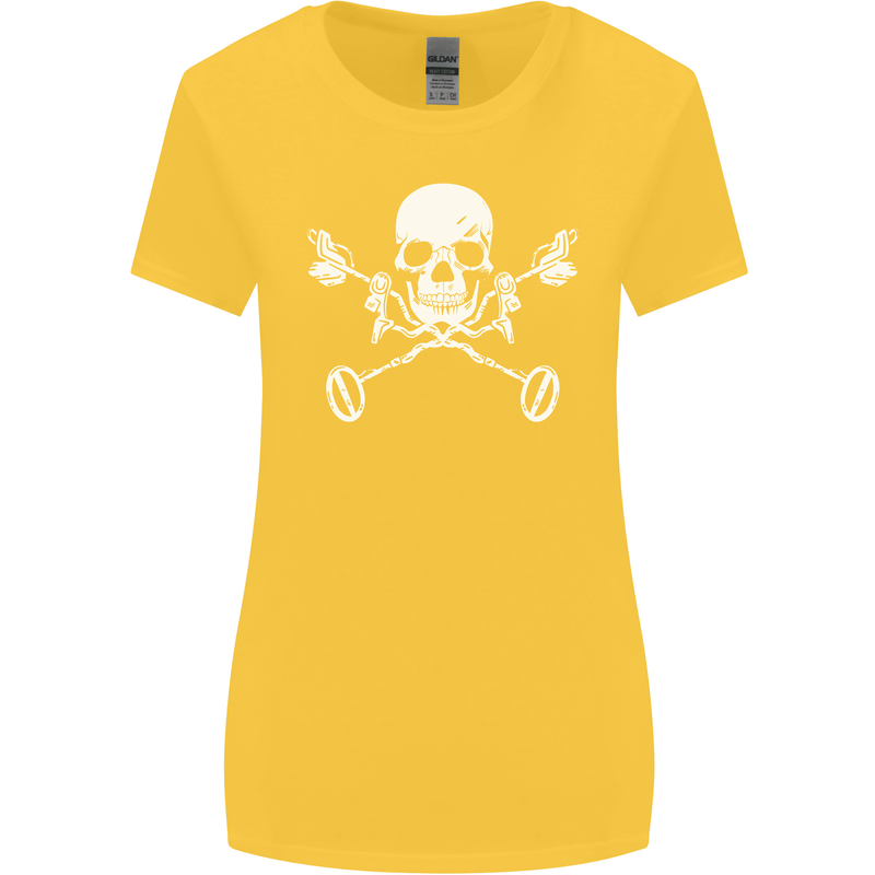 Metal Detector Skull Detecting Womens Wider Cut T-Shirt Yellow