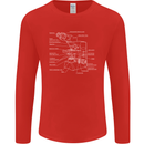 Microscope Science Biology Mens Long Sleeve T-Shirt Red