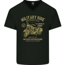 Military Motorcycle Army Motorbike Biker Mens V-Neck Cotton T-Shirt Black