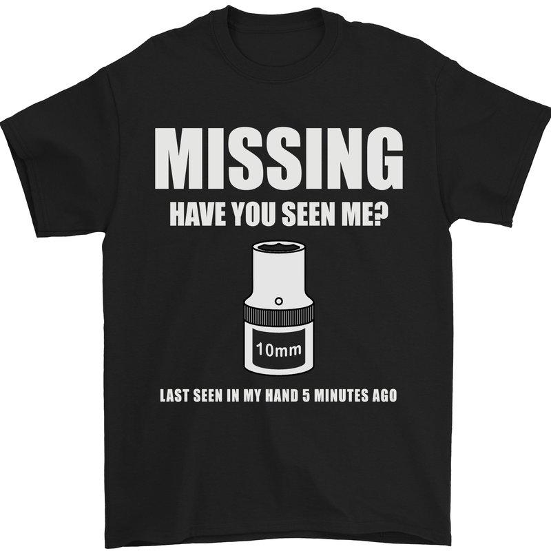 Missing 10 mm Socket Funny Plumer Mechanic Mens T-Shirt Cotton Gildan Black
