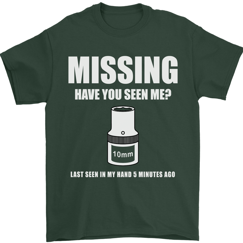 Missing 10 mm Socket Funny Plumer Mechanic Mens T-Shirt Cotton Gildan Forest Green