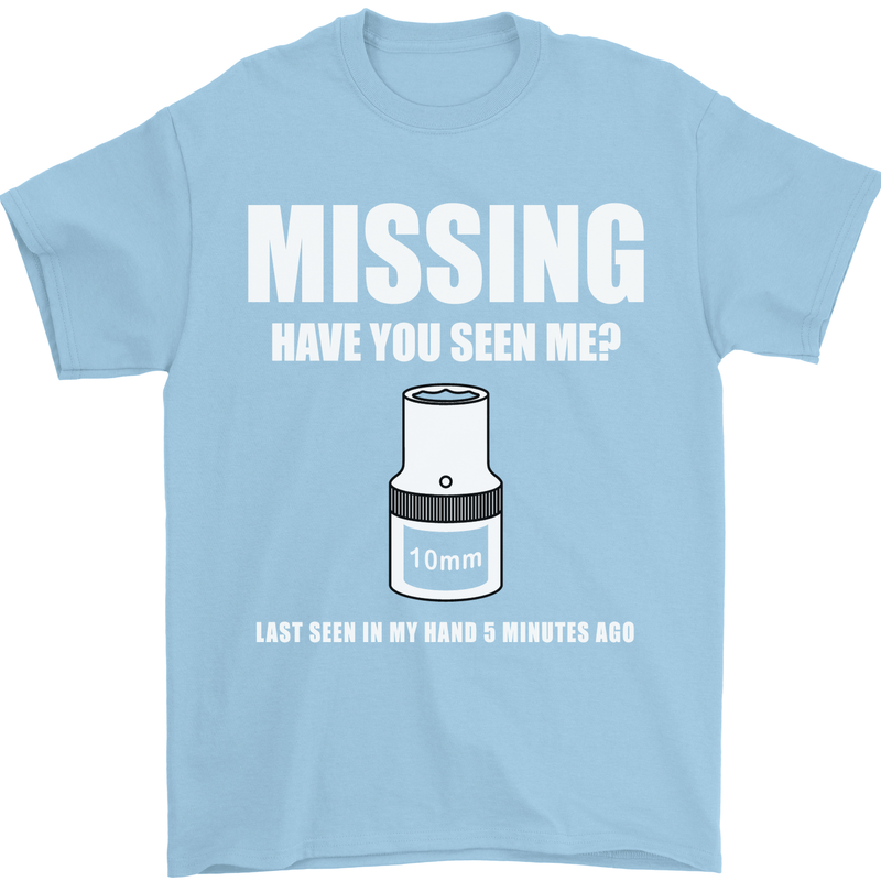 Missing 10 mm Socket Funny Plumer Mechanic Mens T-Shirt Cotton Gildan Light Blue