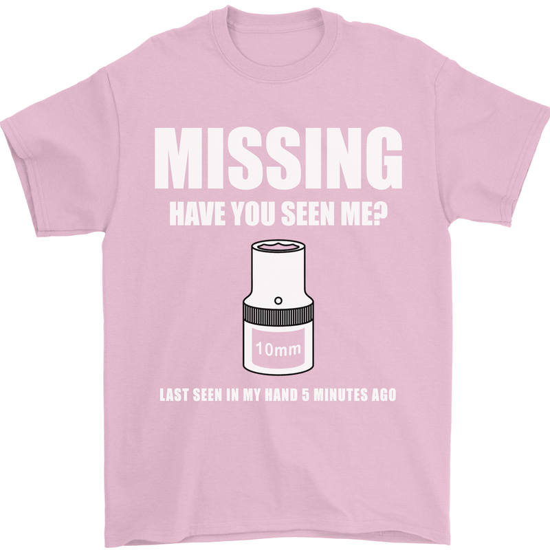 Missing 10 mm Socket Funny Plumer Mechanic Mens T-Shirt Cotton Gildan Light Pink