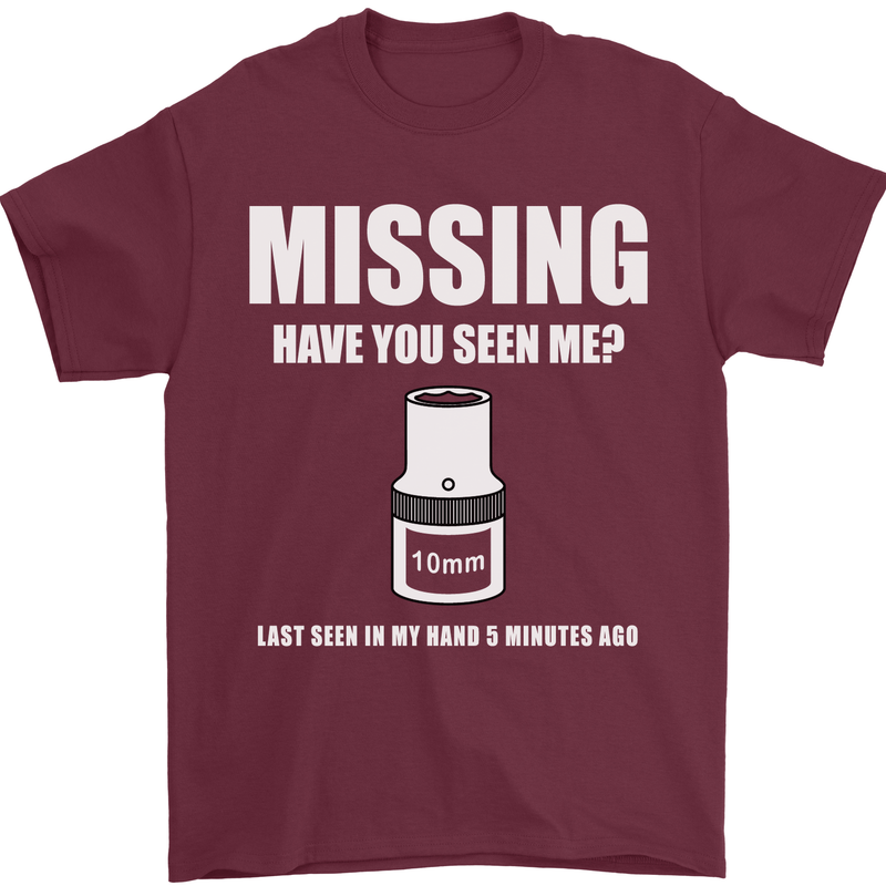 Missing 10 mm Socket Funny Plumer Mechanic Mens T-Shirt Cotton Gildan Maroon