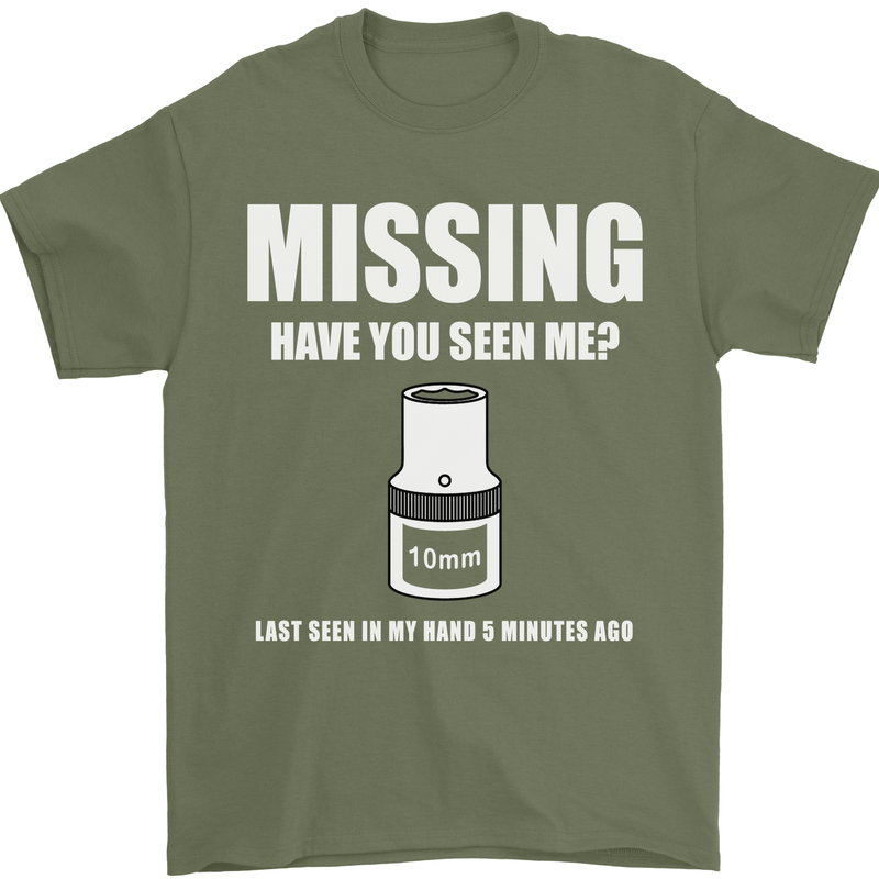 Missing 10 mm Socket Funny Plumer Mechanic Mens T-Shirt Cotton Gildan Military Green