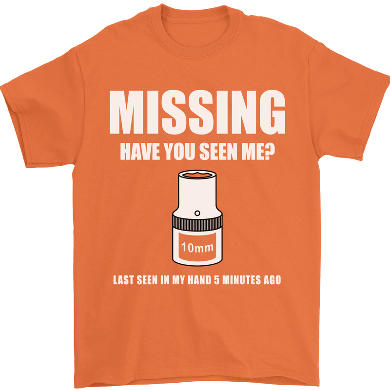 Missing 10 mm Socket Funny Plumer Mechanic Mens T-Shirt Cotton Gildan Orange