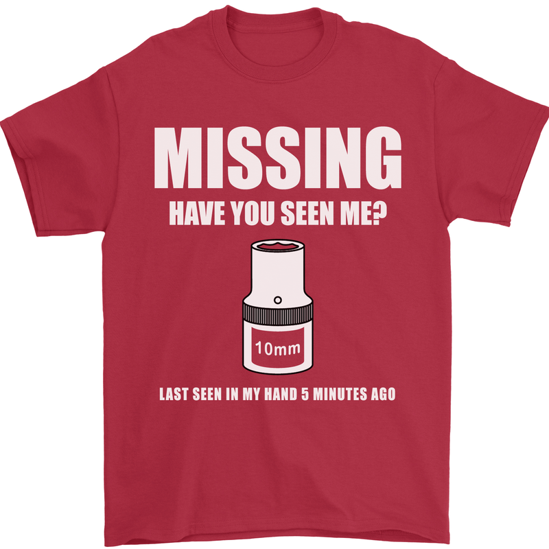 Missing 10 mm Socket Funny Plumer Mechanic Mens T-Shirt Cotton Gildan Red