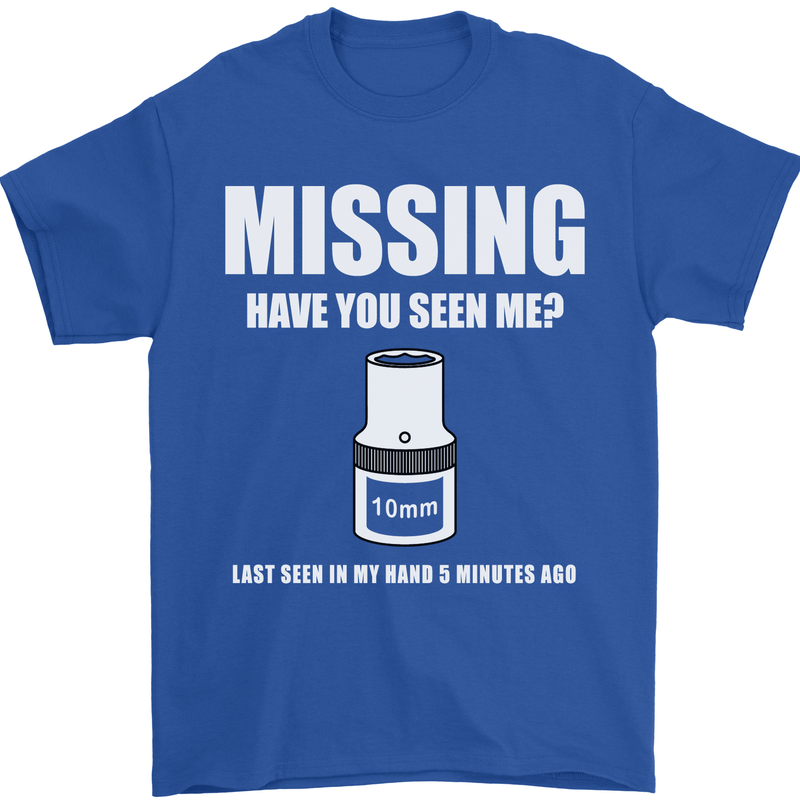 Missing 10 mm Socket Funny Plumer Mechanic Mens T-Shirt Cotton Gildan Royal Blue