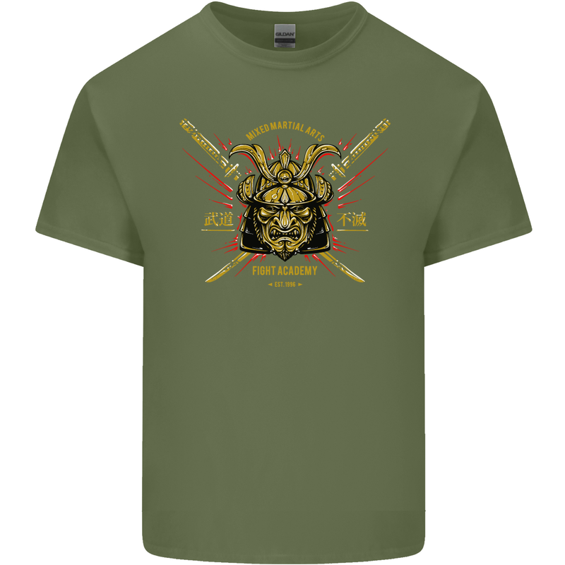 Mixed Martial Arts Fight Academy MMA Mens Cotton T-Shirt Tee Top Military Green